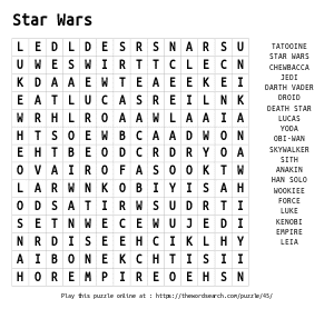 Word Search on Star Wars