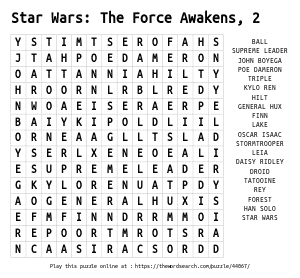 Word Search on Star Wars: The Force Awakens, 2