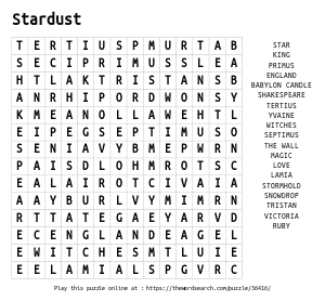 Word Search on Stardust