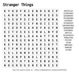 Word Search on Stranger Things