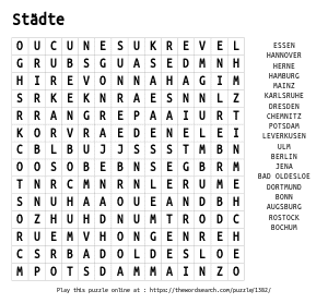 Word Search on StÃ¤dte