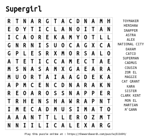 Word Search on Supergirl