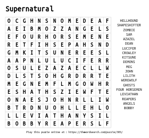 Word Search on Supernatural