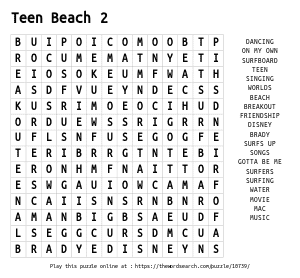 Word Search on Teen Beach 2