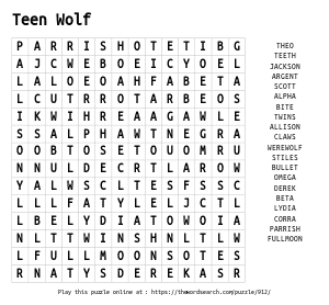Word Search on Teen Wolf
