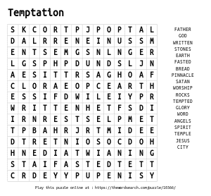 Word Search on Temptation