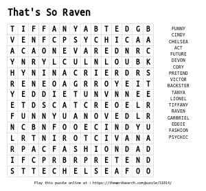 Word Search on That's So Raven