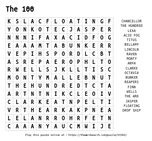Word Search on The 100