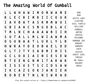 Word Search on The Amazing World Of Gumball