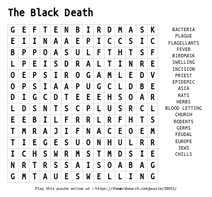 Word Search on The Black Death