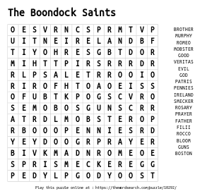 Word Search on The Boondock Saints