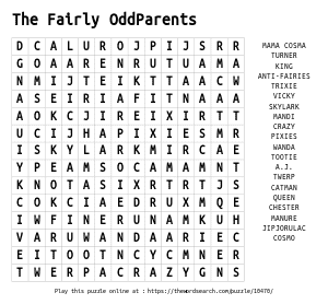 Word Search on The Fairly OddParents