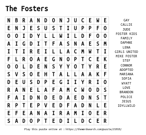 Word Search on The Fosters