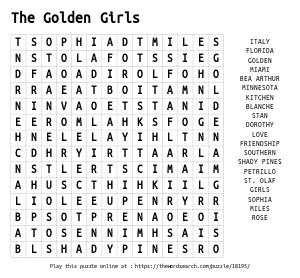 Word Search on The Golden Girls