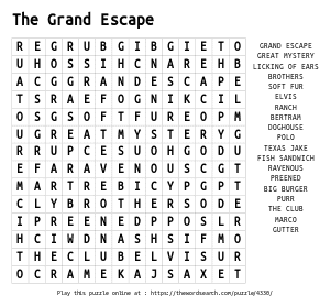 Word Search on The Grand Escape