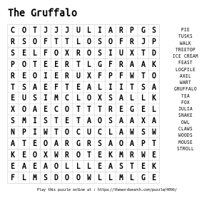 Word Search on The Gruffalo