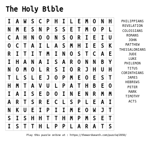 Word Search on The Holy Bible