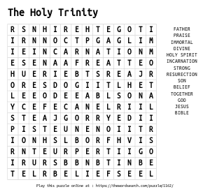 Word Search on The Holy Trinity