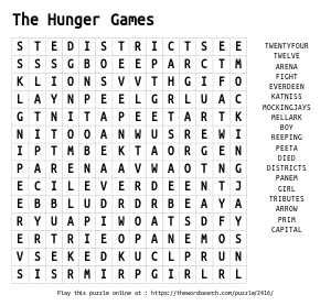Word Search on The Hunger Games