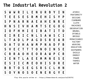 Word Search on The Industrial Revolution 2