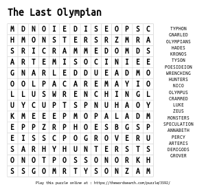 Word Search on The Last Olympian