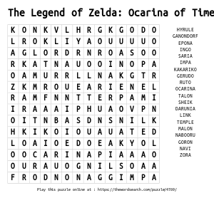 Word Search on The Legend of Zelda: Ocarina of Time