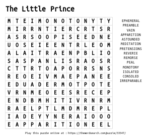 Word Search on The Little Prince