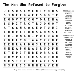 Word Search on The Man Who Refused to Forgive