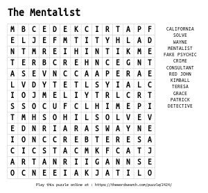 Word Search on The Mentalist