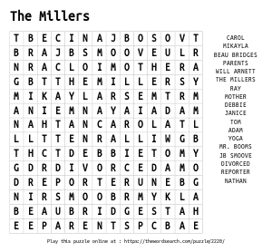 Word Search on The Millers