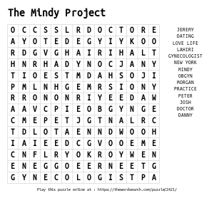 Word Search on The Mindy Project