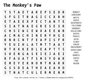 Word Search on The Monkey's Paw