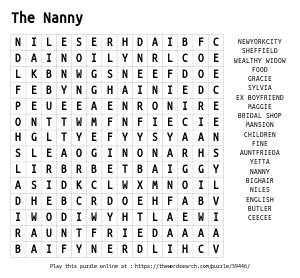Word Search on The Nanny