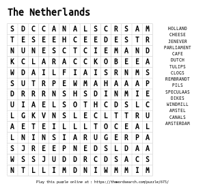 Word Search on The Netherlands