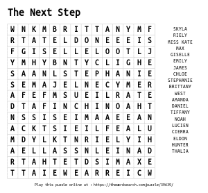 Word Search on The Next Step