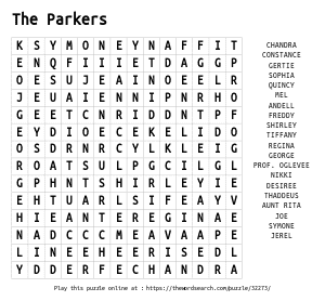 Word Search on The Parkers