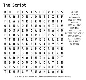 Word Search on The Script