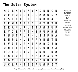 Word Search on The Solar System