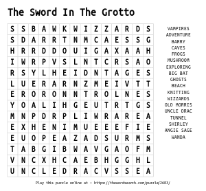 Word Search on The Sword In The Grotto