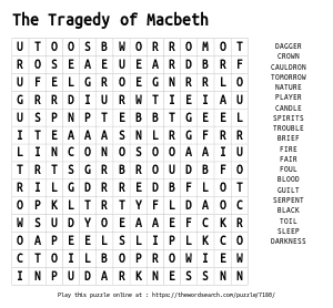 Word Search on The Tragedy of Macbeth 