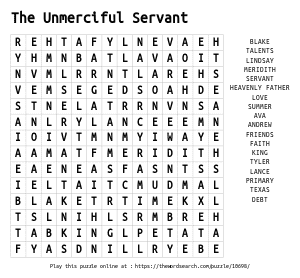Word Search on The Unmerciful Servant