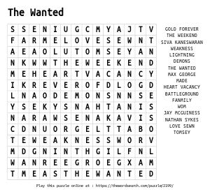 Word Search on The Wanted