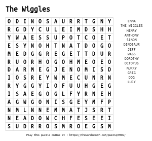 Word Search on The Wiggles