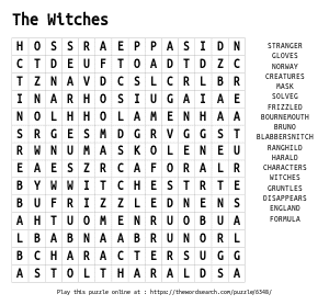 Word Search on The Witches