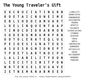 Word Search on The Young Traveler's Gift