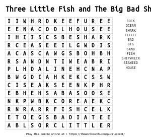 Word Search on Three Little Fish and The Big Bad Shark