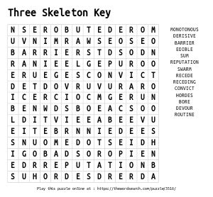 Word Search on Three Skeleton Key