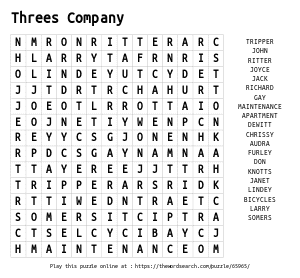 Word Search on Threes Company