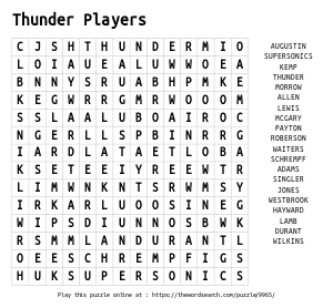 Word Search on Thunder Players