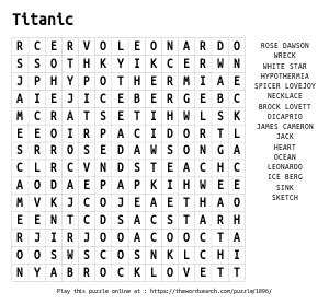 Word Search on Titanic